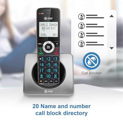 Image of AT&T GL2101-3 DECT 6.0 3-Handset Cordless Phone, Graphite & Black | Call Block, Caller ID, Full-Duplex Handset Speakerphone, 2 inch White Backlit Display, Lighted Keypad