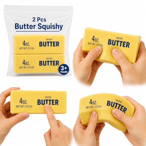 SHAHNARO Butter Squishy Toy 2 Pcs 14cm Super Soft Slow Rising Butter Stick Squishy Sensory Fidget Squeeze for Kids & Adults Party Favor Novelty Toy