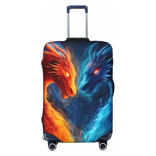 Abstract Fire Dragon Travel Luggage Cover Elastic Suitcase Covers Washable Anti Scratch Luggage Dust Covers Protector, Fits 22-24 inch Luggage, M