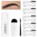 Eyebrow Stamp Stencil Kit Brow Stamp And Shaping Kit One Step Brow Stamp Waterproof Long Lasting Eyebrow Cream With 5 Pairs Reusable Stencil (Grey Black)