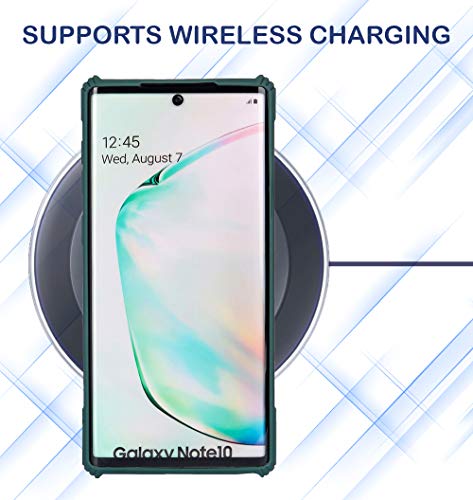 Image of LIRAMARK Transparent Clear Shock Proof Back Cover Case Designed for Samsung Galaxy Note 10 - (Pine Green)