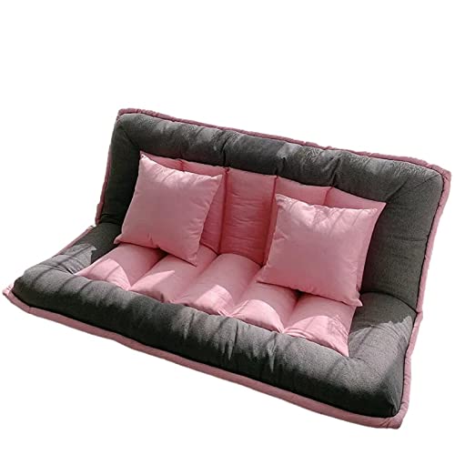 Jhkzudg Folding Double Sofa Bed, Lazy Sofa Bed,5-Position Adjustable Lounger Sleeper Seat Chair With 2 Pillows,For Home Office Living Room Bedroom Floor,Pink A,125 × 100 × 20Cm #TOP26
