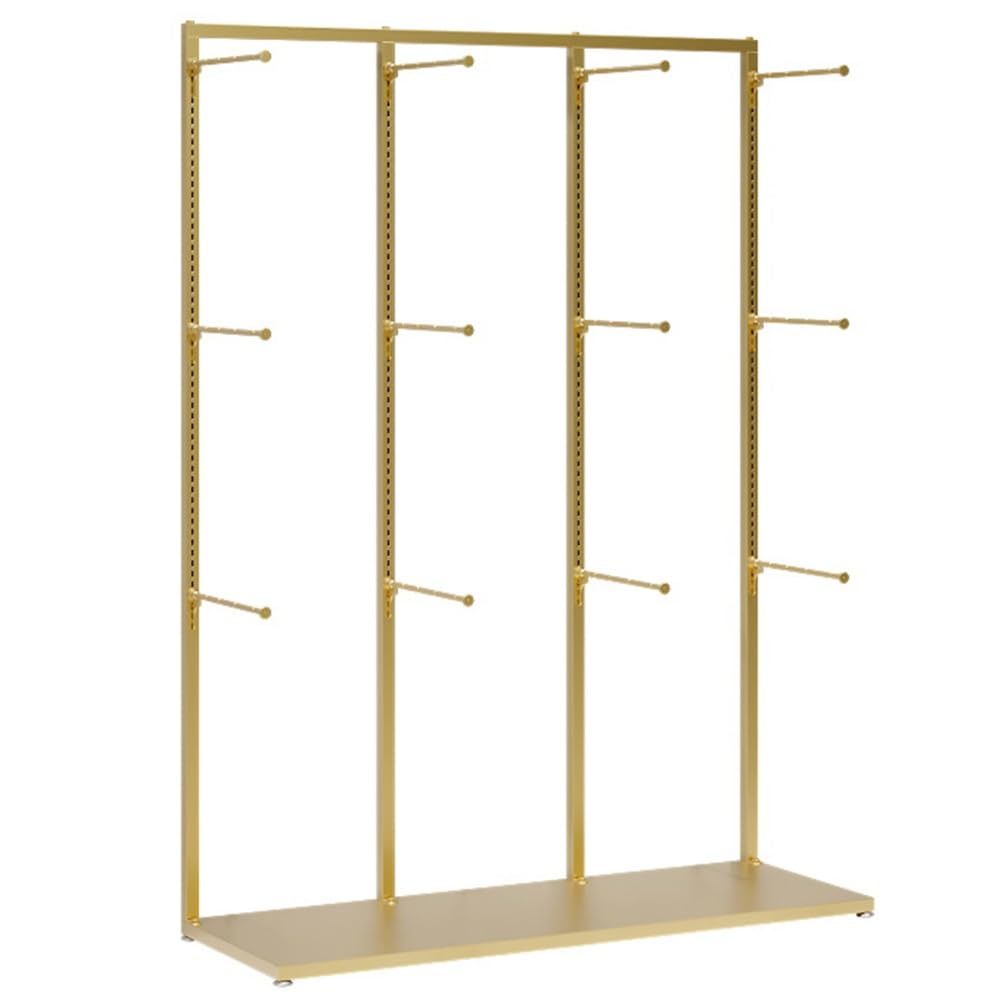 YNBSHGAA Freestanding Garment Rack Display Stand, Multifunctional Storage Hanger for Clothes, Lingerie, Scarves, Towels for Retail Store, Showroom, Mall, Gold,Gold-100x40x135cm
