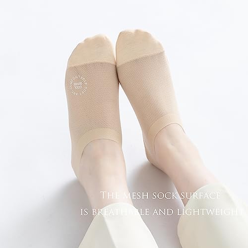 Image of Ultra Thin Liner Socks Non Slip Nylon No Show Socks Womens Lightweight Breathable 3 & 4 & 6 Pair Packs