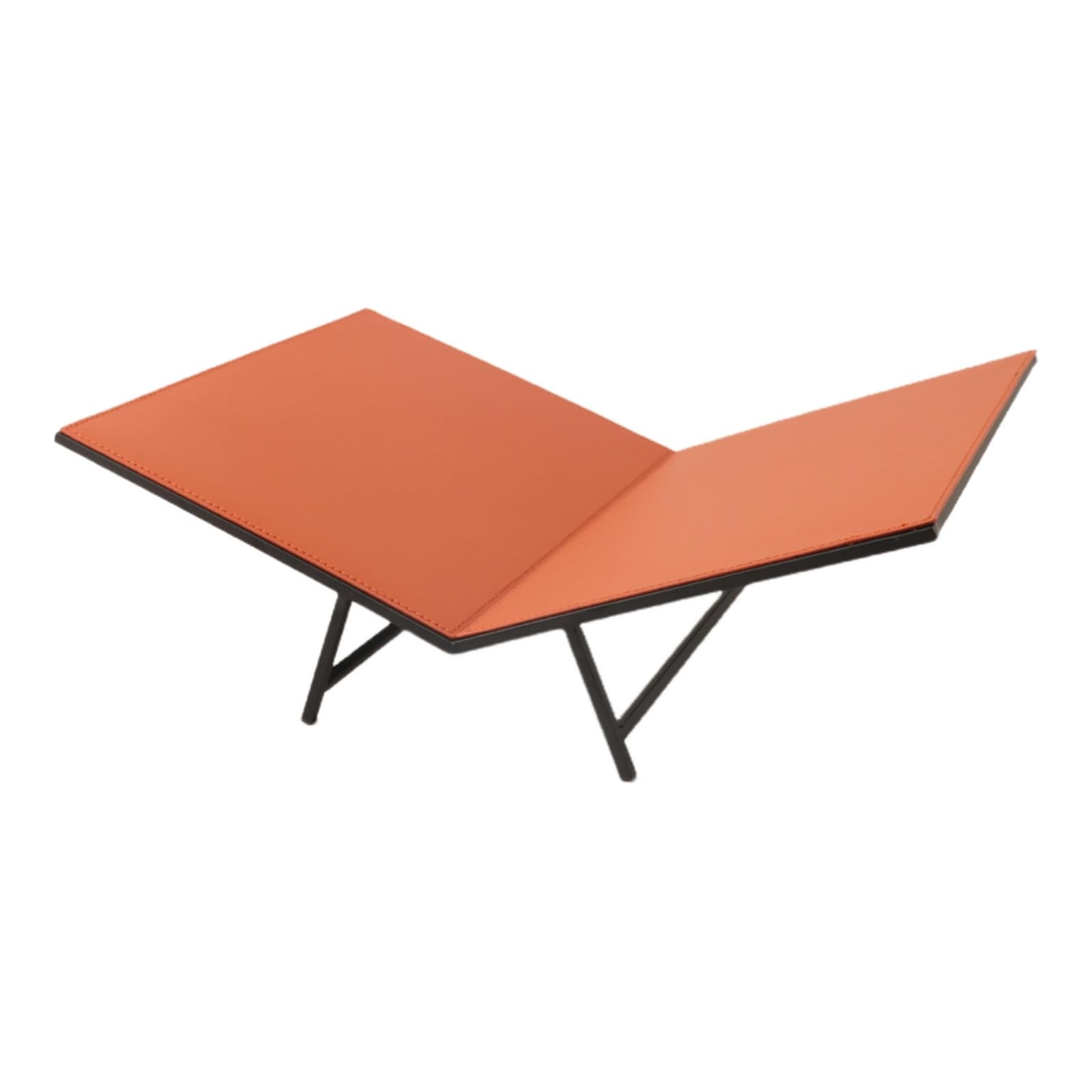 Leather-Like Panels Book-Shaped Magazine Rack Metal Frame unfoldedBook Magazine Holder Orange and Black Home Decor Slanted Design for Office, 34-25-12cm-picture-27