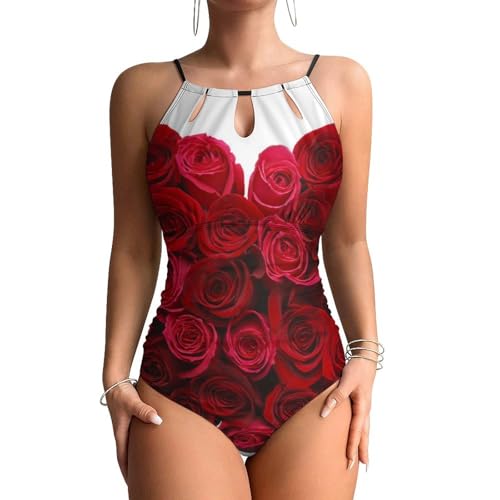 Maillots de bain une pièce haut de gamme avec imprimé roses rouges