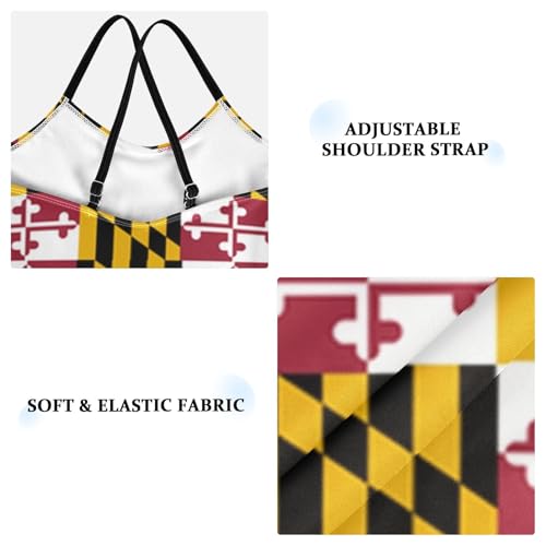 Augenstern One-Piece Strap Swimsuit Maryland-Flag-Pride Cross Back Bathing Suit Adjustable Monokini3