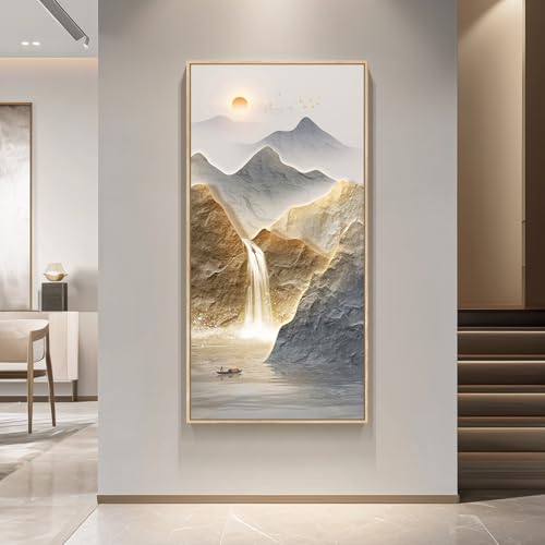 Framed Luxury Mountain Wall Art for Hallway, Extra Large Modern