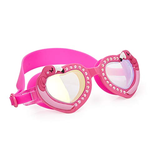 Bling 2O Kids Swimming Goggles - Pink Flamingo Style Swim Goggles for Girls - Ages 8+ - Anti Fog, No Leak, Non Slip, UV Protection with Hard Travel Case - Lead and Latex Free (Pink Feather)