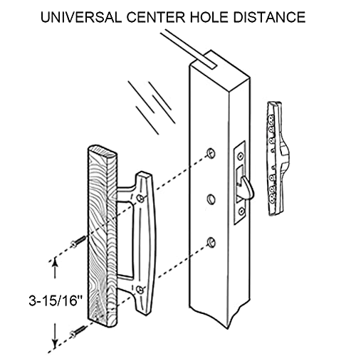 Allywasai Sliding Patio Door Handle Set With Mortise Lock, Face Plate And Keeper, Wood Handle Lock Set Fits Door Thickness From 1-1/2" To 1-3/4", 3-15/16" Screw Hole Spacing, Non-Keyed, White #TOP2