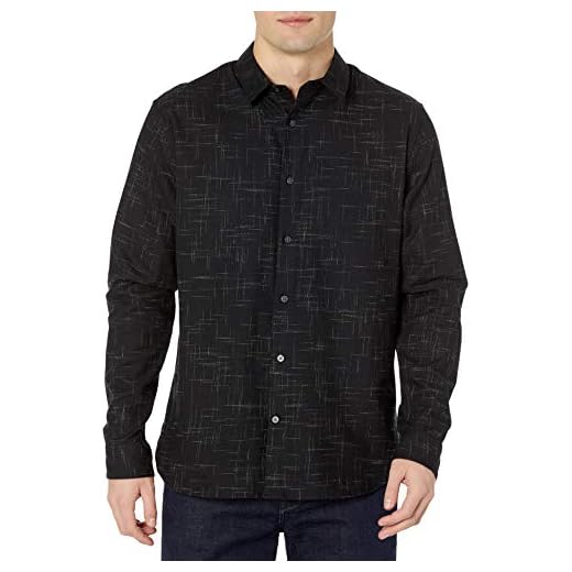 Vince Men's Crosshatch Long Sleeve, Black, X-Small