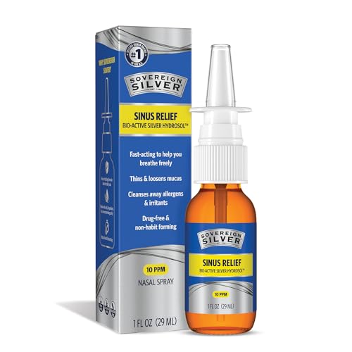 Sovereign Silver Natural Nasal Spray - Colloidal Silver Nasal Spray, Bio Active Nose Mist for Sinus Congestion and Immune Support, Adults and Kids, 10 ppm - 1 fl oz (30mL)