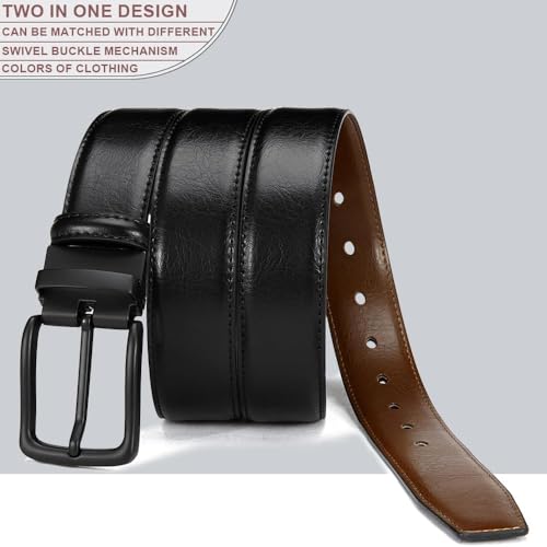 Image of DOOPAI Reversible Leather Belt for Men 1.25 inch - Dual Sided Dress and Casual Belt, Trim to Fit, 2 Styles in One Belt