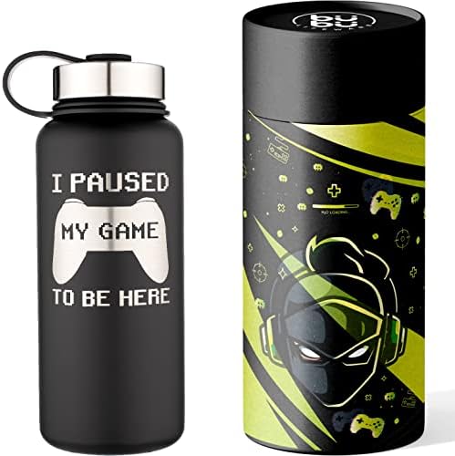 Bubu Lifeware Unique Cool Gamer Gift - 32oz Insulated Stainless Steel Water Bottle - Funny Hydration Accessory - Gaming Stuff