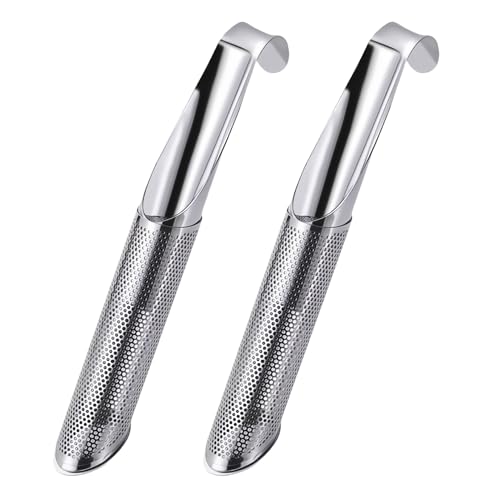 2 pezzi Infusore Tè, filtro in acciaio inossidabile, tè di colino a maglia fine, cucchiaio tubo infusore per spezie, filtro, sacchetto sfuso, per bottiglia tazza infuso sottile filtro
