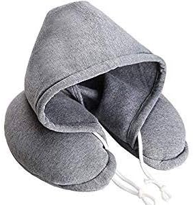 Soft Comfortable Hooded Neck Travel Pillow U Shape Airplane Neck Support Cushion with Hoodie