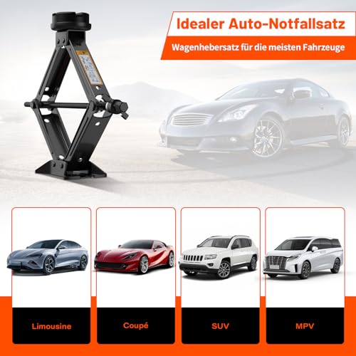 IMAYCC Wagenheber 2.5T/2500kg, Universelle Scherenwagenheber für Auto mit Gummiauflage,Tragbarer...