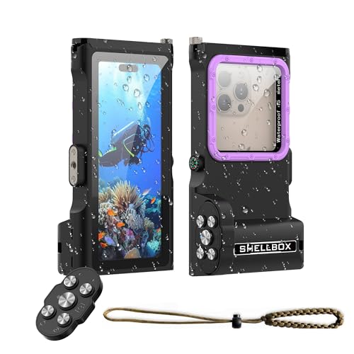 ShellBox Case Bluetooth Diving Phone Cover Housing &ndash; IP68 Waterproof 50FT/15M, Universal Fit with...