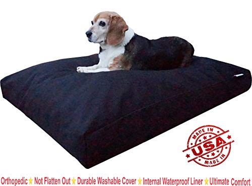 Dogbed4Less Memory Foam Dog Bed For Small To Medium Dogs, Waterproof Lining And Machine Washable Durable Pet Bed Canvas Cover 37X27 Pillow, Black #TOP1