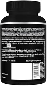 Tata 1mg Sports Multivitamin | With Zinc, Vitamin C, Vitamin D, Calcium and Iron,Supports Energy,Immunity,Performance & Stamina | Pack of 60 Tablets