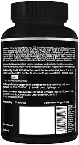 Tata 1mg Sports Multivitamin | With Zinc, Vitamin C, Vitamin D, Calcium and Iron,Supports Energy,Immunity,Performance & Stamina | Pack of 60 Tablets