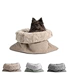 HS-Hundebett® Schlupfsack Cord-Exklusiv – Vielseitige Kuschelhöhle für Hunde und Katzen – Waschbar – Made in DE (Beige/Sand, 45x60 cm)