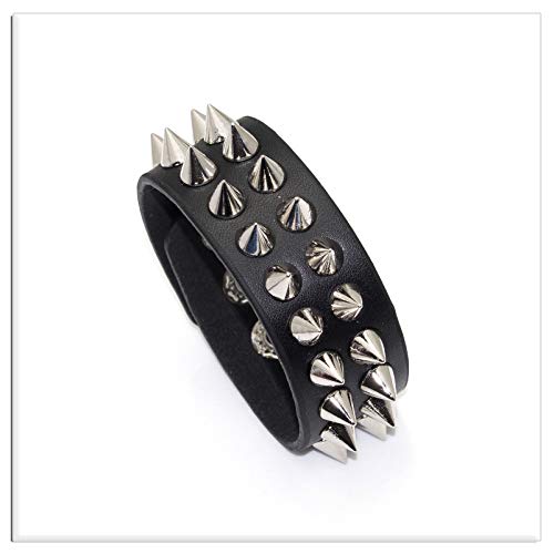 Xusamss 2PCS Punk Alloy Rivet Bracelet Bullet Wristband Chain Leather Cuff Bracelet,7 1/2 Wrist2