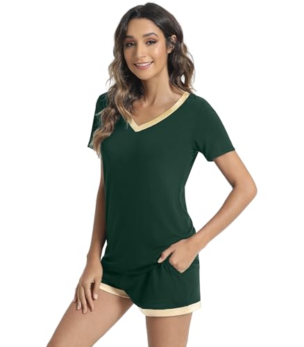Image of WiWi Viscose from Bamboo Pajamas Set for Women Super Soft Short Sleeve Cooling Summer Plus Size Pjs Sets Sleepwear S-4X