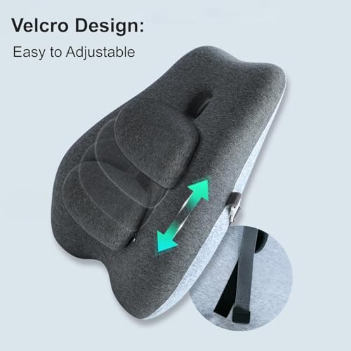 Image of Grin Health SitCorrect 2-in-1 Customizable Orthopedic Lumbar Support Cushion - Adjustable Dual-Panel Memory Foam Backrest Pillow with Moveable Pad for Tailored Posture Correction for Office Chair