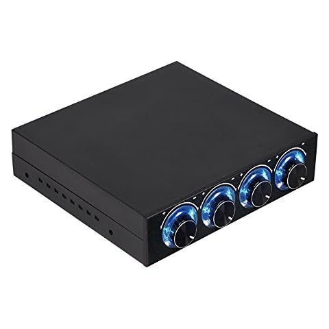 Tosuny Lüfter Controller,4-Kanal Lüftergeschwindigkeit Regler Kontroller Lüftersteuerung, Steckverbinder Lüftergeschwindigkeit Blaue LED PC CPU Fan Controller für Computer Desktop Cover