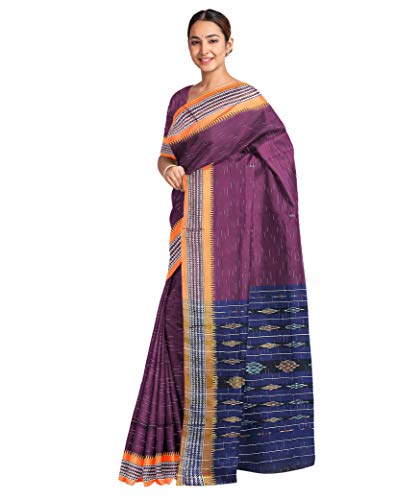 Image of Odisha Sambalpuri Handloom Ikat Women's Cotton Saree, Odisha Handloom Handmade Pure Cotton Khandua Saree, Ikkat Orissa Traditional Handloom Saree Without Blouse