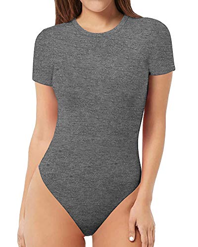 Image of MANGOPOP Women's Round Neck Short Sleeve T Shirts Basic Bodysuits