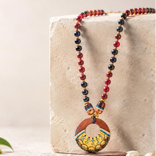 Image of AAKRITI ART CREATIONS Handcrafted Tribal & Wooden Necklace Collection | Dhokra, Ethnic, Brass & Artistic Designs | Royal, Boho & Nomadic-Inspired Statement Jewelry for Women