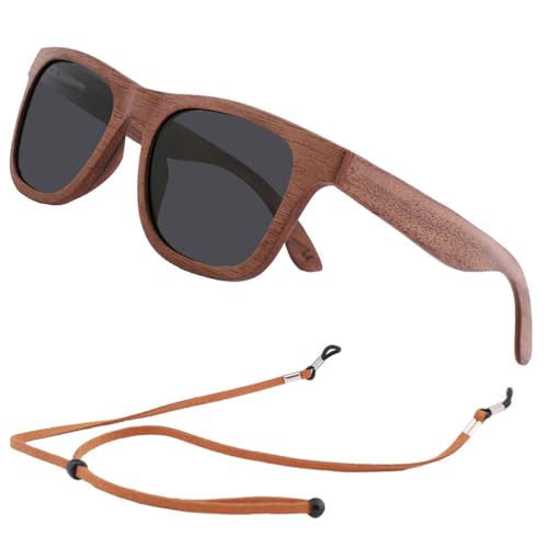 Polarized Wood Sunglasses Men, Wooden Bamboo Sunglasses for Women