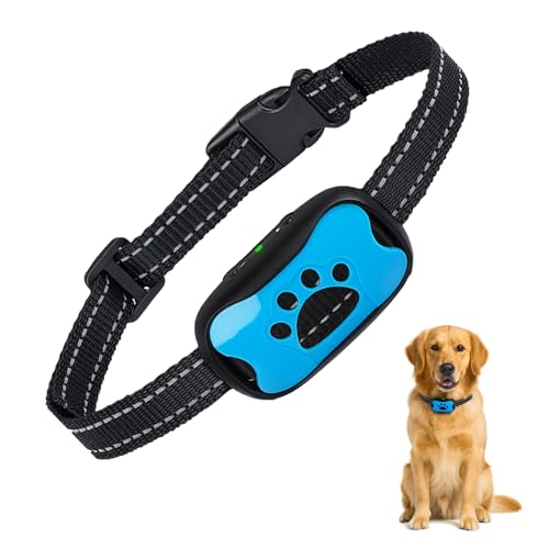 Puppy Safe Collier Anti-Aboiement pour Chien – sans Douleur ni Choc Électrique, 7 Niveaux Sensibilité, Vibration + Son, Taille Réglable,Rechargeable (Blue)