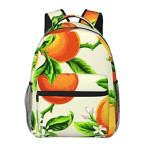 Sac à dos d'école léger avec fermeture éclair fleurs jaunes et orangers