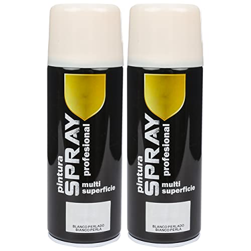 Etrexonline Pintura Spray Multicolor Profesional 400ml Adecuado Metal Madera y Plástico Blanco Perla