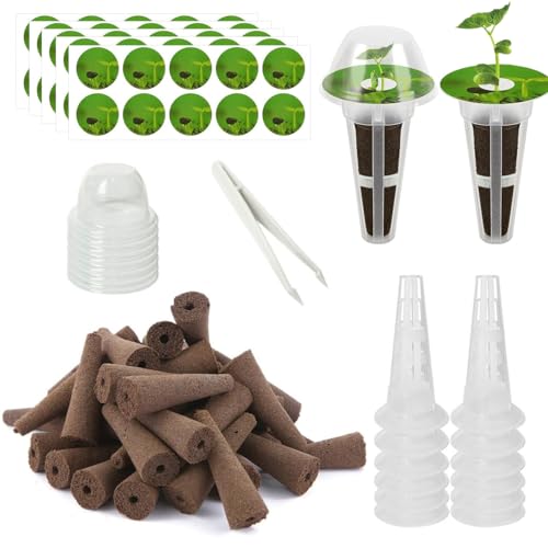 Image of 107pcs Seed Pod Kit for Aerogarden, Hydroponics Garden Accessories for System Compatible with Hydroponics Supplies from All Brands, 32 Grow Sponges, 12 Plant Baskets & Domes, 50 Pod Labels, 1 Tweezer