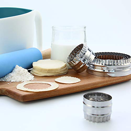 Surgehai Fluted Cookie Cutters- Round Biscuit Cutters Set Of 6 Pieces, Double Sided Fluted And Plain Edge Cookie Cutters, Stainless Steel #TOP7