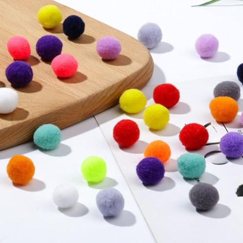 100 pompones para manualidades, aprox. 2 cm, pompones de colores, bolas de fieltro suave para proyectos creativos, manualidades y decoraciones DIY