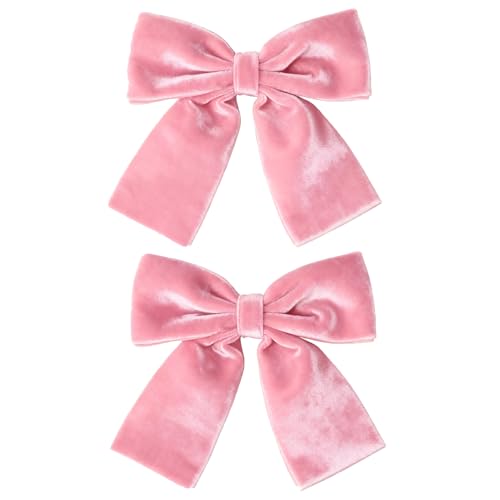 JCLIFE Velvet Bow Hair Clip for Girls 4 Alligator Clip Hair Bow Soft Velvet Hair Accessory for Toddlers Kids Teens (Pink)