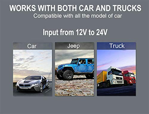 Jebsens 4,8 A 24 W Carregador USB duplo para carro Volt, monitor de bateria de carro com visor de te