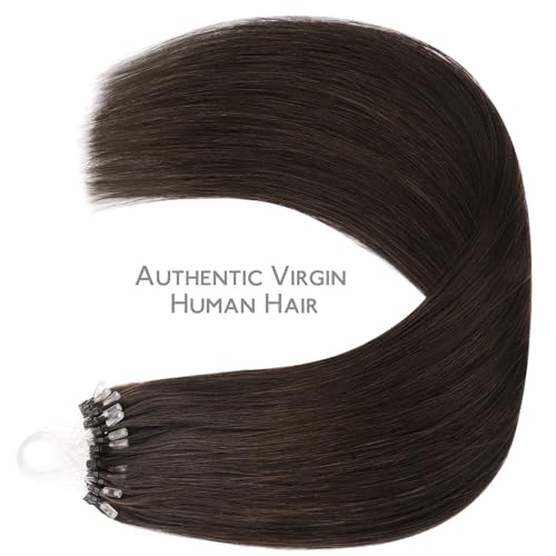 Image of WENNALIFE Microlink Hair Extensions Human Hair, 50g 50s 20 Inch Light Dark Brown Remy Hair Microbead Micro Link Microloop Microring Invisible Straight Natural Fusion Installation