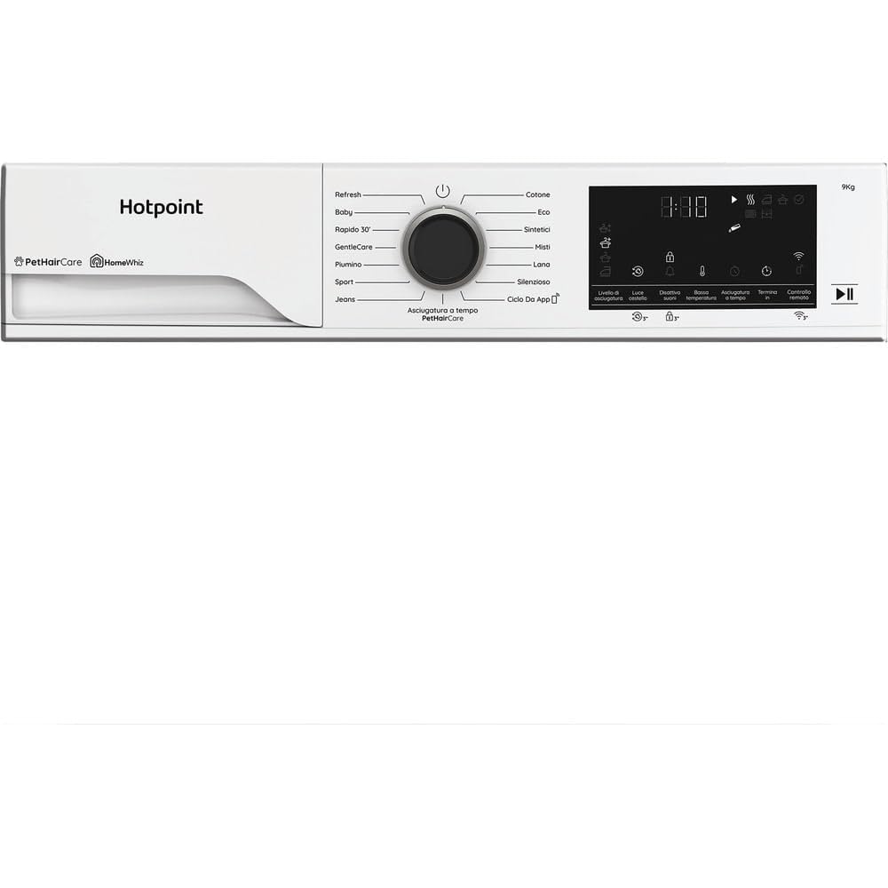 HPT 96D BS IT - Asciugatrice Classe A 9 Kg con Pompa di Calore Wifi Libera Installazione
