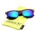 zeroUV 8025 Retro Matte Black Horned Rim Flash Colored Lens Sunglasses, Black Midnight, 50mm