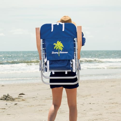 Hi-Boy Beach Backpack Chair, Navy Palm Tree - Tommy Bahama, 2-Pack