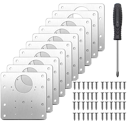 Hinge Repair Plate, 10pcs Schrank Scharnier Reparaturplatte Stainless Steel Cabinet Door Hinge Repair Fixing Panel with Mounting Screws and Screwdriver for Kitchen Cupboard Door Furniture Shelves