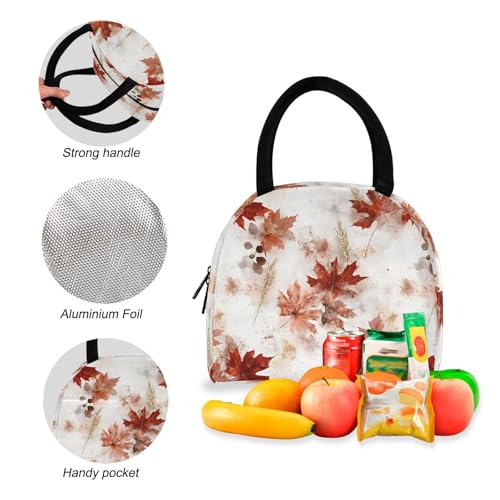 Backpack Lunch Box Set Large Capacity Travel Backpacks and Insulated Lunch Bag for Commute Hiking Picnic Vintage Maple Print4