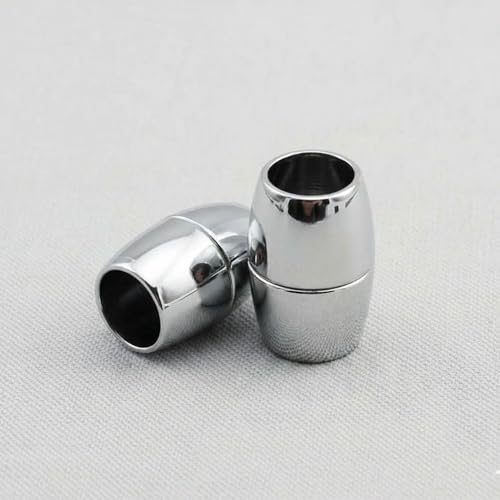 Image of Beadsnfashion 10 Pcs Oval Magnetic Leather Cord Connectors Clasp 16x9mm, 6mm Hole Size Silver Finish | Premium Magnetic Clasp for Jewellery Making, Bracelets & Necklaces | Essential Jewelry Findings for DIY Crafting