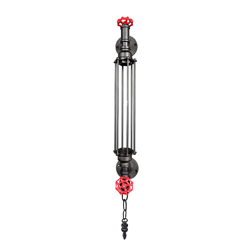SXSCARKX Industrial Retro Water Pipe Wall Lamp E26/E27 Edison Black Metal Light, Single Head Double Sconces for Bedside Bar Restaurant Hotel Lighting Decoration
